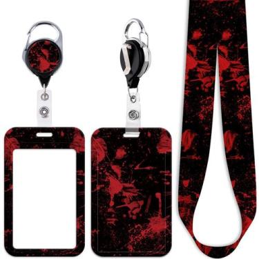 Imagem de Suporte de crachá de identificação vermelho e preto Juanooo e clipe de