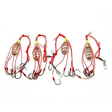 Imagem de Gancho de peixe 4 peças/lote gancho de pesca explosão isca de pesca armadilha alimentador gaiola afiada gancho de pesca com molas de aço inoxidável anzol de pesca (9)