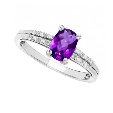 Imagem de Tirafina Pedras preciosas naturais cortadas em almofada com anel de topázio branco, estilo também disponível em pedras preciosas criadas em laboratório e safiras brancas criadas em laboratório,