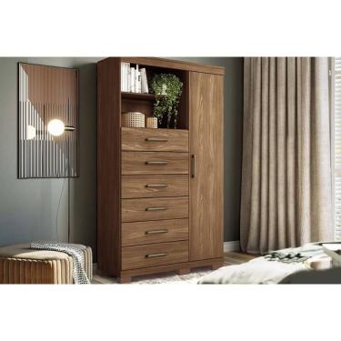 Imagem de Cômoda Solteiro Marabá 1.6 c/ 1 Porta 2 Nichos e 6 Gavetas c/ Pés Atacama - Santos Andirá