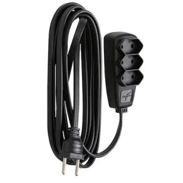 Imagem de Extensão Elétrica 3 Metros 3 Tomadas 10A 250V Bivolt 2 Pinos Padrão 25