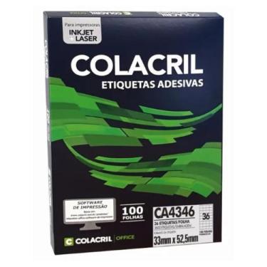 Imagem de Etiqueta Colacril A4346 (33 x 52,5 mm) Caixa Com 100 Fls, Branca