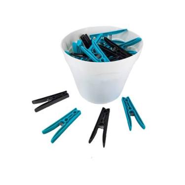 Imagem de Cesto Branco Pregadores de Roupas Plástico Preto com Vermelho - Dhause