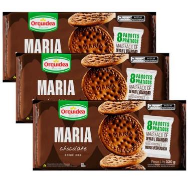 Imagem de Kit 3 Biscoito Maria Chocolate Orquídea Pacote 320g