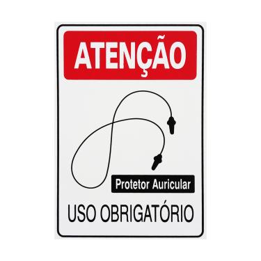 Imagem de Placa De Sinalização Atenção Protetor Auricular Uso Obrigatório 20x30 Acesso - S-200 F9e