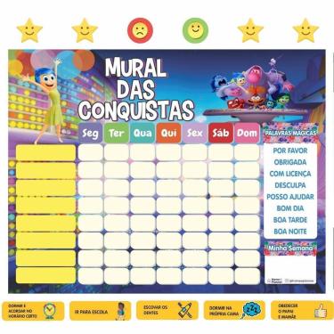 Imagem de Quadro De Rotina Infantil De Parede - Divertidamente Emojis