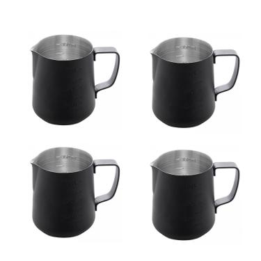 Imagem de Leiteira Chaleira Bule Medidor Inox Preto Cafeteria Bar 4un