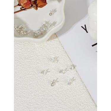 Imagem de 20 peças de pinos de pino de latão, pino de argola de metal quadrado banhado a prata esterlina 925 conector de pino de fiança para berloques joias artesanato acessório, 7 x 4 x 4 mm, orifício: 2 mm