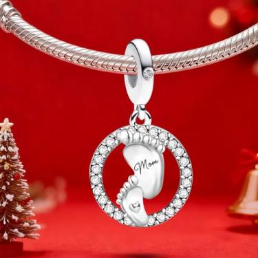 Imagem de 1 peça prata elegante pés redondos berloque contas adequadas para mulheres, faça você mesmo e roupa diária combinando joias decoração presente para mamãe, 11.31*23.02mm", Prata, Sem Pedra Preciosa