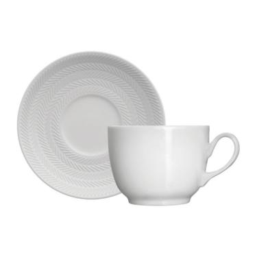 Imagem de Xícara de Chá com Pires Chevron Branca