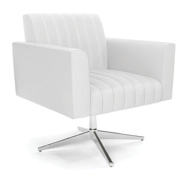 Imagem de Poltrona Giratória Viena Gomada Corino Branco Base Cromada - D'rossi