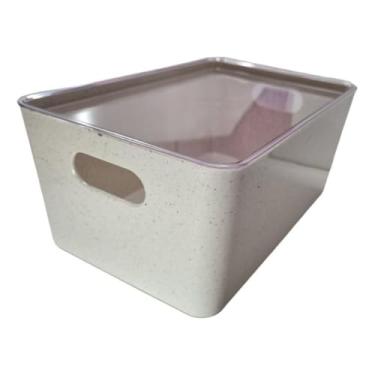 Imagem de Caixa Organizadora Multiuso 12,3L Empilhável com Tampa Transparente – Grande, Resistente e Ideal para Roupas, Brinquedos e Utensílios(1 CX 12,3L/Bege Volcano)