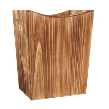 Imagem de DimyFew Lixeira de madeira com alças, cesto de lixo de fazenda, recipiente de lixo para sala de estar, banheiro, escritório, decoração de casa