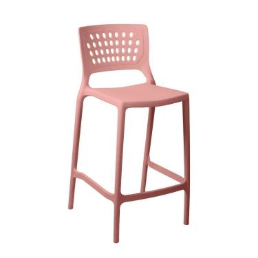 Imagem de Banqueta Alta Para Bancada E Cozinha Rosa Pastel Empilhável Marte Em Polipropileno Acrilys