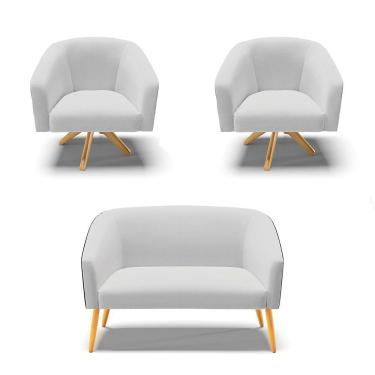 Imagem de Kit 1 Namoradeira E 2 Poltronas Preto Com Cinza A05 Madeira