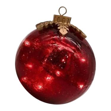 Imagem de Esquirla Bola de vidro com luzes LED, enfeite de Natal, decoração de mesa, luminária de luz quente para clube, janela, Dia de ação de Graças, Vermelho