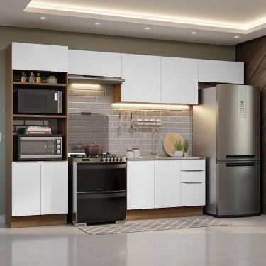 Imagem de Armário De Cozinha Completa 350cm Rustic/branco Stella Madesa 01 Rustic/branco