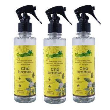 Imagem de Kit 3 Odorizante Para Tecidos Mogilandi Chá Branco Mogilândi  250ml