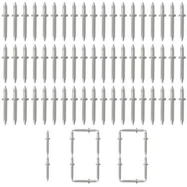 Imagem de Jiozermi 100 peças de fio de rodapé de cabeça dupla sem costura com ferramenta de manga, pregos invisíveis para moldagem, linha de rodapé sem marcas, prego para instalação de rodapé sem costura