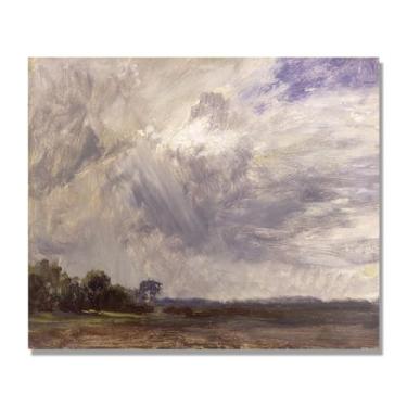 Imagem de NHLDZYH Arte de parede John Constable, (céu cinza ventoso), pôster de pinturas famosas, decoração de parede com impressão de imagem retrô romantismo. Apenas tela 60 x 72 cm - 23,6 x 28,3 pol
