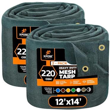 Imagem de Xpose Safety Lona de malha verde resistente de 30 cm x 35 cm (pacote com 2) – 70% tecido protetor solar com ilhós para jardim, cerca, tela de privacidade, coberturas de caminhões basculantes, capa de