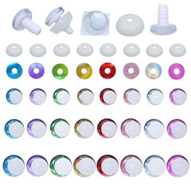 Imagem de ARTCXC 96 peças 18-25 mm 3D 8 cores olhos brancos de segurança com arruelas para crochê lua, olhos de segurança para amigurumi, olhos de crochê para animais de pelúcia, fantoches, animais, etc