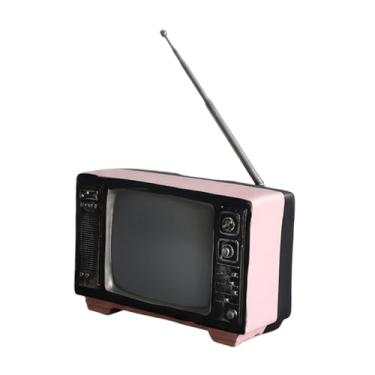 Imagem de Generic Estátua de resina decorativa de rádio vintage em formato de rádio retrô europeu para mesa, janela, quarto, café ou qualquer outro móvel, Luz Rosa