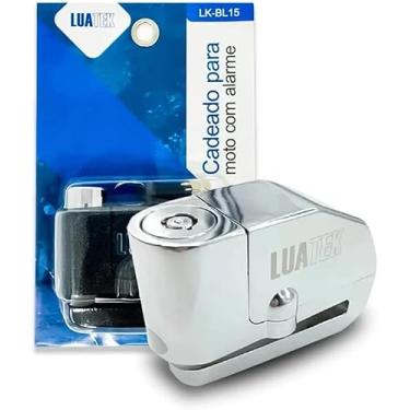 Imagem de Cadeado para Moto e Bicicleta com Alarme, Metal Preto e Prata, 9 cm x 6,3 cm, Sensor de Movimento, 110 dB, Resistente à Água, com Chave Codificada