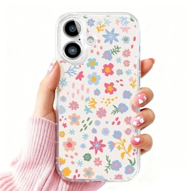 Imagem de DSJIFGEW Design de capa transparente padrão para iPhone 16 Plus | Antiamarelamento, parte traseira rígida, proteção contra quedas de nível militar, suporta carregamento sem fio