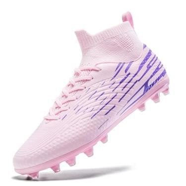 Imagem de Chuteiras de futebol masculinas femininas para treinamento profissional para meninos e meninas, rosa, 35/36 BR