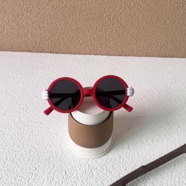 Imagem de Pacote com 1 óculos de sol redondos para crianças, jovens com moldura em forma de palma, pingentes de margarida ao ar livre para festas na praia, Vermelho