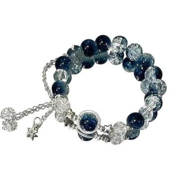 Imagem de Pulseira feminina com pingente de estrela, joia celestial boêmia, ajustável, presente de amizade empilhável para melhor amiga, aniversário, Natal, One Size, Vidro, Sem Pedra Preciosa