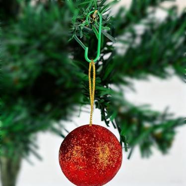 Imagem de Pacote com 150 ganchos de enfeite para decorações de Natal, cabides verdes para decoração de guirlanda de árvore de Natal, cabides de Natal perfeitos para decoração de árvores (3,8 cm x 75 peças + 5