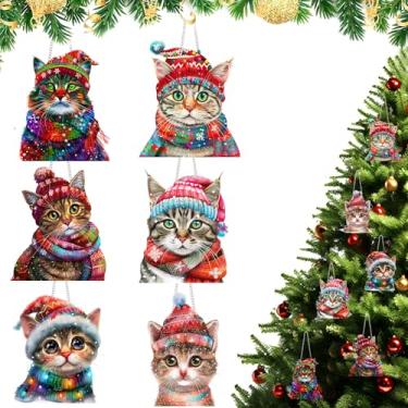 Imagem de Conjunto de 6 peças de enfeites de Natal, decorações pendentes para decoração de pingentes de árvore de Natal, ideias fofas de troca de presentes, decoração de casa interna de festa de inverno