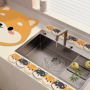 Imagem de Bonito desenho animado frutas animais padrão pia torneira tapete absorvente bonito protetor de respingos atrás torneira tapete de drenagem para banheiro cozinha (estilo4, 60x10cm)