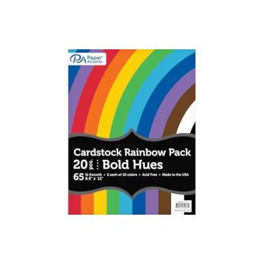 Imagem de Accent Design Paper Accents Pacote variado de cartolina arco-íris 21,6 cm x 28 cm tons ousados, papel cartão colorido de 29,5 kg para fazer cartões, álbuns, impressão, quilling e artesanato, pacote