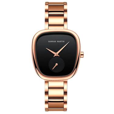 Imagem de Relógio De Pulso De Quartzo Oval Estilo Minimalista Feminino Em Aço Inoxidavel Preto Rose