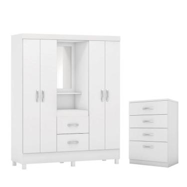 Imagem de Conjunto Quarto Guarda Roupa E Comoda Ravenna Branco
