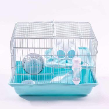 Imagem de Gaiola Para Hamster Desmontavel Com 2 Andares Jaula Para Ratos E Roedores Com Brinquedos Completa Azul