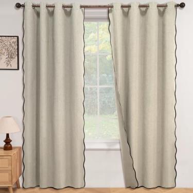Imagem de ColorBird Cortinas blackout de linho 213 cm de comprimento recortado neutro 100% preto para inverno cortinas e cortinas com isolamento térmico para sala de estar, quarto, sala de jantar, berçário
