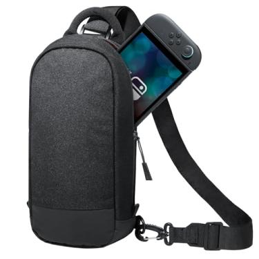 Imagem de JETech Bolsa Transversal Sling para Nintendo Switch 2 (2025) 7,9 Polegadas, Capa para Porta Cartões de Jogo com 8 Compartimentos, Saco de Armazenamento com Zíper Seguro À Prova D'água (Preto)