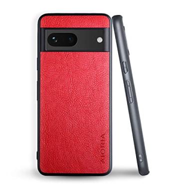Imagem de AIORIA Capa para Google Pixel 7a, tela de 6,1 polegadas, capa de couro PU premium, design retrô, capa protetora completa para Google Pixel 7a 5G (vermelho)