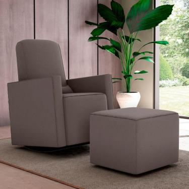 Imagem de Poltrona Para Amamentação Com Puff León Suede Cappuccino