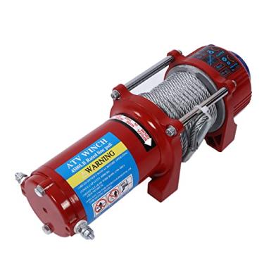 Imagem de aqxreight Kit de Guincho 4500lb/2041kg 12VDC Com Rolo Fairlead Placa de Montagem Parafusos de Gancho Porcas Fita Vermelha e Reboques de Caminhões Propósito Engrenagem do Desempenho do Guincho