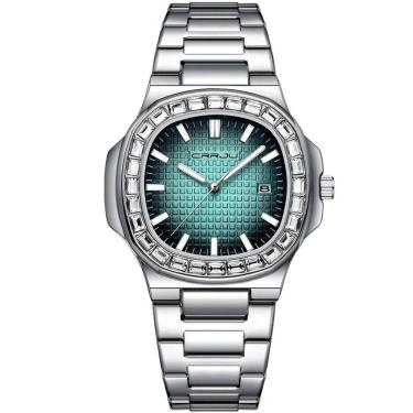 Imagem de Relogio Masculino Casual Quadrado Em Aço Inoxidável Impermeavel 3atm Azul Claro