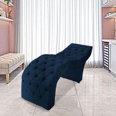 Imagem de Maca Estofada Estética Cílios Salão Spa Suede Mirela Azul Marinho