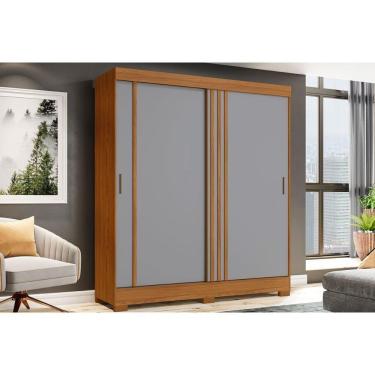 Imagem de Guarda Roupa Casal 2 Portas de Correr e 2 Gavetas c/ Pés Briz B353 Flex Nature/Off White ou Cinza - Henn