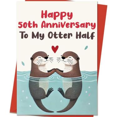 Imagem de Mcduldul Presentes de cartão de aniversário de 50 anos para casal marido esposa | Decorações engraçadas de cartão de aniversário de casamento de 50 anos para homens e mulheres ele ela