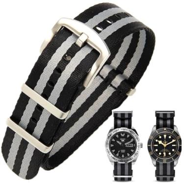Imagem de Aoeiwv Pulseira de relógio de nylon balístico militar de 20 mm, 22 mm, com fivela pesada, macia, durável, impermeável, pulseira de reposição de nylon premium para homens e mulheres