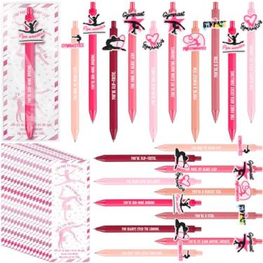 Imagem de Humyoun Conjunto de 30 canetas esferográficas retráteis de tinta preta de ginástica com marcadores de página inspiradores de ginasta, presentes de equipe de ginástica para mulheres, Natal, aniversário